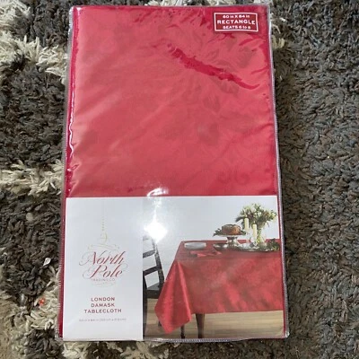 NORTH POLE TRADING CO Red Poinsettia Rectangle Tablecloth 60 X 84 New - Image 1 of 4