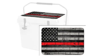 Vinyl Cooler Wrap fits RTIC 20qt | Decal Skin LID - Redline Flag - Picture 1 of 7