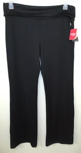 DanskinNow Black Stretch Athletic Fold Over Waist Yoga Pants Size Large 12-14NEW - Picture 1 of 4