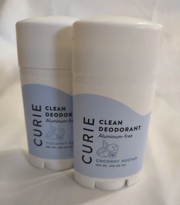 Two Curie Deodorant Stick Natural Aluminum Free Coconut Nectar 2oz Clean Unisex - Image 1 of 4
