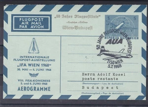 Flugpost Ganzsachen Aerogramm Sonderausgabe IFA Wien mit Zudruck 50 Jahre Flugpo - Bild 1 von 3