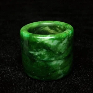 Collection Chinese Green Stone Jade Carving Thumb Rings Decoration Pendant Gift - Picture 1 of 6