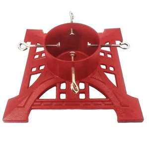 Cast Iron Christmas Tree Stand Holder Traditional Red Lattice Real Trees to 8ft - Picture 1 of 2
