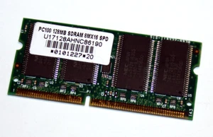 128 MB SO-DIMM 144-pin SD-RAM PC-100 Laptop-Memory 'Unifosa U17128AHNC86190' - Imagen 1 de 2