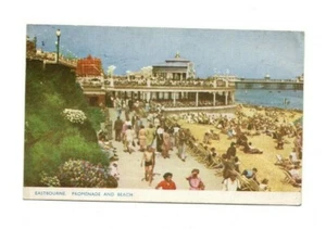 Sussex - Eastbourne, Promenade and Beach - Postcard Franked 1958 - Picture 1 of 2