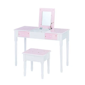 Kids Play Dressing Table/Vanity with Storage Pink/White TD-13295A by Teamson - Picture 1 of 11