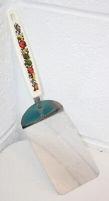 Espátula vintage Ekco cromada EE. UU. 4" hoja larga guc 10,25" mango blanco Foto 1 de 4