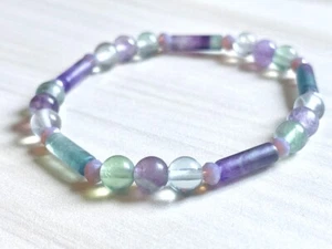 Fluorit Perlen Armband (auf Stretch) 8 mm AAA 7 1/4" Zoll echter Stein - Bild 1 von 9