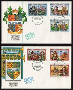 UNION ISLAND, SCOTT # 1-6, SET OF 2 FDC COVERS - MONARCHY & ROYALTY YEAR 1984 - Picture 1 of 3
