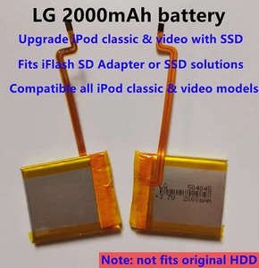 LG 2000mAh Battery Upgrade replacement for iPod Classic 6.7 & Video 5th Thin LOT - Picture 1 of 9
