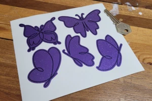Schmetterling Glitzer Auto Aufkleber 5er Set - Laptop Getränke Flasche Lunchbox Wandbild - Bild 1 von 2