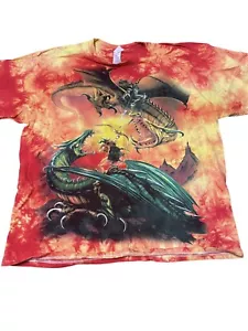 Vintage Dragon Duell Fantasie Shirt Krawatte gefärbt extra groß XL Meikle John 2001 - Bild 1 von 10