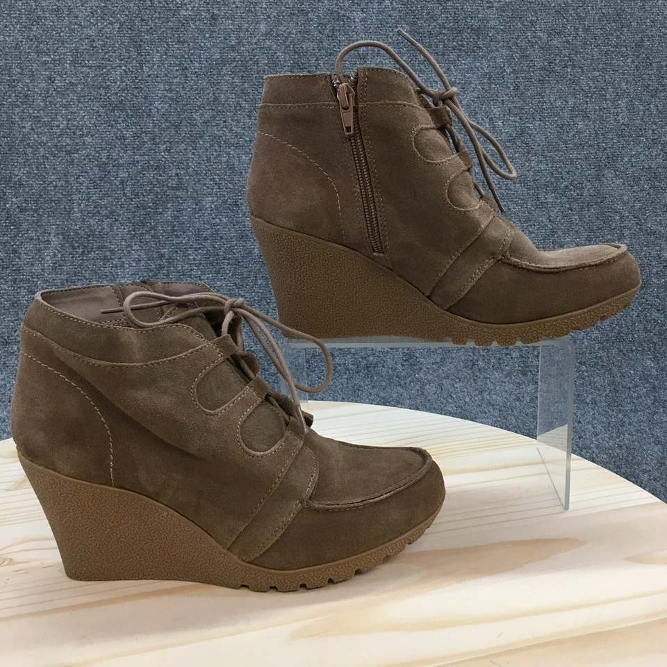 MIA Botas Mujer 8 M Berdina Botines Cuero Marrón Cuña Con Cordones Informales Foto 1 de 4