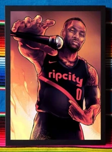 Framed PORTLAND TRAIL BLAZERS NBA Basketball Poster DAMIAN LILLARD 62cm x 44cm - Picture 1 of 4