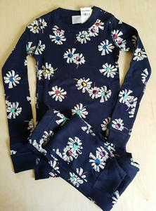 NWT HANNA ANDERSSON NAVY BLUE DAISIES FLORAL LONG JOHN PAJAMAS 110 5 - Picture 1 of 5