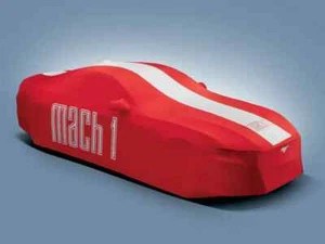 Ford OEM For 21-23 Mustang | Mach 1 Nylon Satin Red w/ White Logos Car Cover - Picture 1 of 4