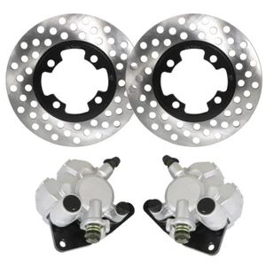 Front Brake Calipers & Brake Rotors For 2007-2014 Yamaha Grizzly 350 400 YFM400 - Picture 1 of 11