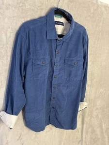 Tommy Bahama Mens Long Sleeve Corduroy Shirt XL Blue with Linen flip cuffs Coast - Picture 1 of 15