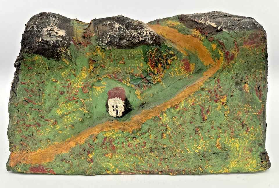 Pintura original modelo túnel vintage American Flyer papel machê trem encosta - Imagem 1 de 4