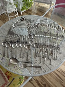 VINTAGE NATIONAL SILVER CO SERVICE FOR 12 KING EDWARD FLATWARE 98 PIECES SIL. PL - Picture 1 of 8