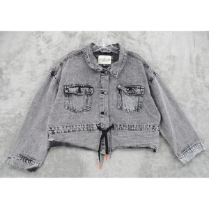 Ashley Vintage Jacket Womens Medium Charm Denim Bohemian Classic Black Wash Tie - Picture 1 of 8