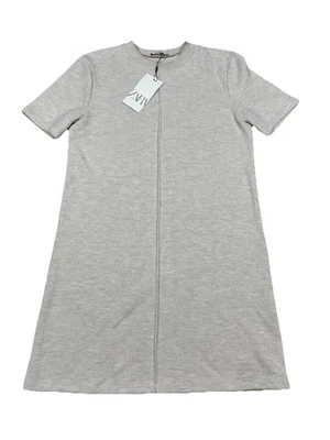 Zara Women's Knit Dress Ribbed  Short Sleeve  Size Medium Cream New - Image 1 of 4