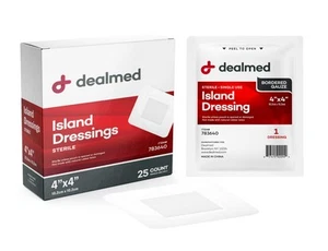 Sterile umrandete Gaze Insel Verbände - 25 Stück, 4" x 4" Mull Pads, Dispo... - Bild 1 von 8