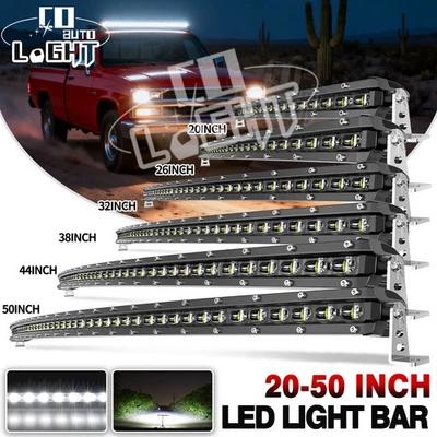 Barra de luz LED delgada curva de 20"26"32"38"44"50" fila todoterreno conducción SUV ATV Foto 1 de 4