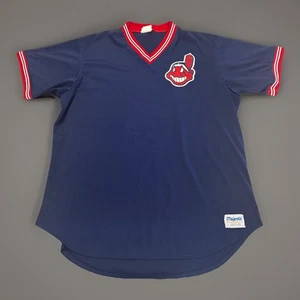 MAGLIA BASEBALL UOMO PULLOVER VINTAGE CLEVELAND INDIANS WAHOO MAJESTIC XL ? - Foto 1 di 6