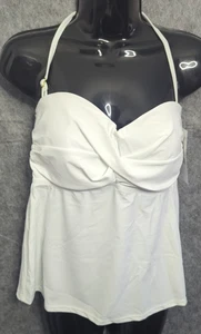 Costume da bagno donna Catalina grande fascia frontale twist grande tankini top bianco - Foto 1 di 11