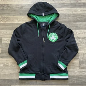 NBA UNK Boston Celtics Basketball Full Zip Hoodie Men’s LARGE Black Cotton Blend - Picture 1 of 12