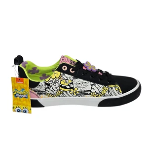 Nickelodeon Bob Esponja Tenis Zapatos Parte Superior Baja Con Cordones Para Hombre Negro Amarillo - Imagen 1 de 12