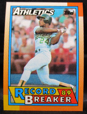 1990 Topps Rickey Henderson Record Breaker Baseball Card #7