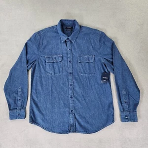 Lucky Brand Indigo Shirt Mens Large Blue Button Up Long Sleeve Classic Fit Denim - Picture 1 of 20