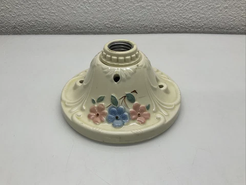 Vtg Flush Mount Porcelain Ceiling Light Shabby Floral Chic Old Sconce Cover