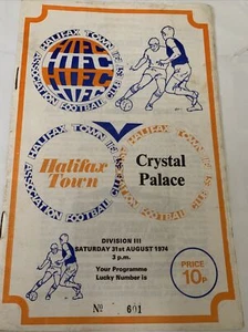 1974 Halifax Town V Crystal Palace Soccer/football Programme - Picture 1 of 3