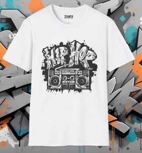 Graffiti Boombox Hip Hop Tee - Street Style, Old School, Rap, Breaking, B-Boy - Bild 1 von 15
