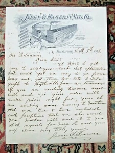 Carta de cabeza de cartel de 1898 Keen Hagerty MFG CO estampada o japonesa TINWARE, galvanizada - Imagen 1 de 3