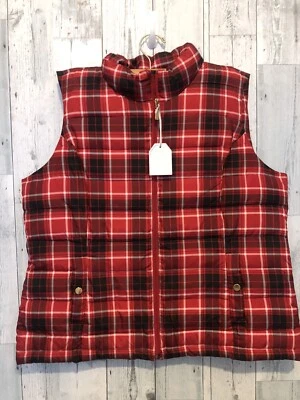 Woman’s Charter Club Quilted Stand-Collar Vest Red Buffalo Check Size X-Large - Image 1 of 4