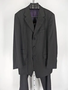 Paul Smith Vintage London Black Red Pinstripe 2 Piece Suit 42 Italy Mod Dandy  - Picture 1 of 7