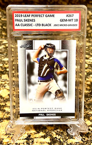 PAUL SKENES 2019 LEAF PERFECT GAME LIMITED BLACK “GEM-MINT 10” ROOKIE CARD #267!