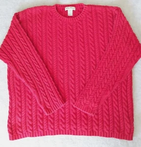 Suéter Eddie Bauer Para Mujer XL Rojo Tejido con Cable Pescador Vintage Jersey Pullover - Imagen 1 de 9
