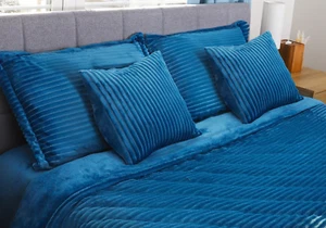 LETOM Flannel Warm & Cozy 6 PC Bedding Set, Duvet Cover/Comforter, Ribbed Velvet - Picture 1 of 42