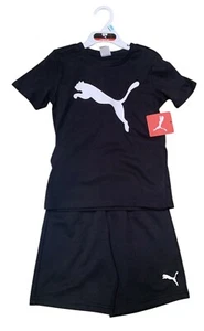 New Puma Boy's 2-Piece T-Shirt & Shorts Set In Black Size 5 - Picture 1 of 12