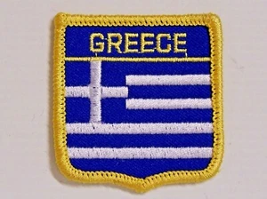 GREECE EMBROIDERED PATCH SHIELD WOVEN CLOTH BADGE SEW-ON JACKET HAT FLAG GREEK - Picture 1 of 1