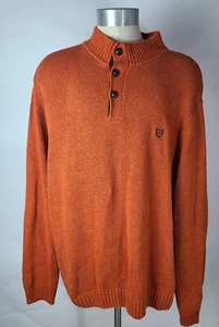 Chaps Men's Size XXL Tight Knit Orange Button Logo Sweater In Good Condition - Picture 1 of 6