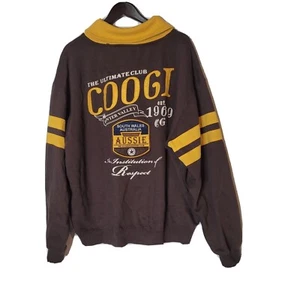 Coogi Australia Cardigan Varsity Sweater Size 2XL Brown Gold Est.1969 - Picture 1 of 15