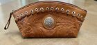 American West Tooled Leather Cosmetic Bag Equestrian 