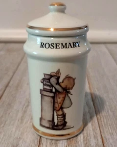 Vintage 1987 MJ Hummel Rosemary Spice Jar Gold Trim Porcelain Made in Japan - Picture 1 of 7
