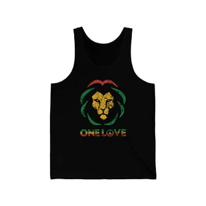 Unisex One Love Rasta Reggae Lion Of Judah Rastafari Roots Vintage Tank Top - Picture 1 of 7